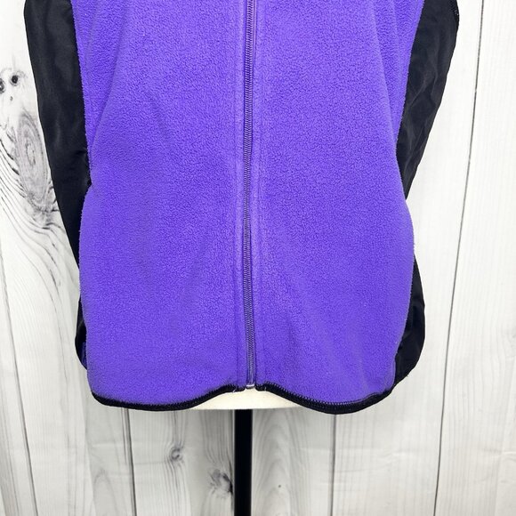 Ralph Lauren Active L-RL Purple Black Fleece Vest Womens Sz XL Full Zip - Picture 4 of 10